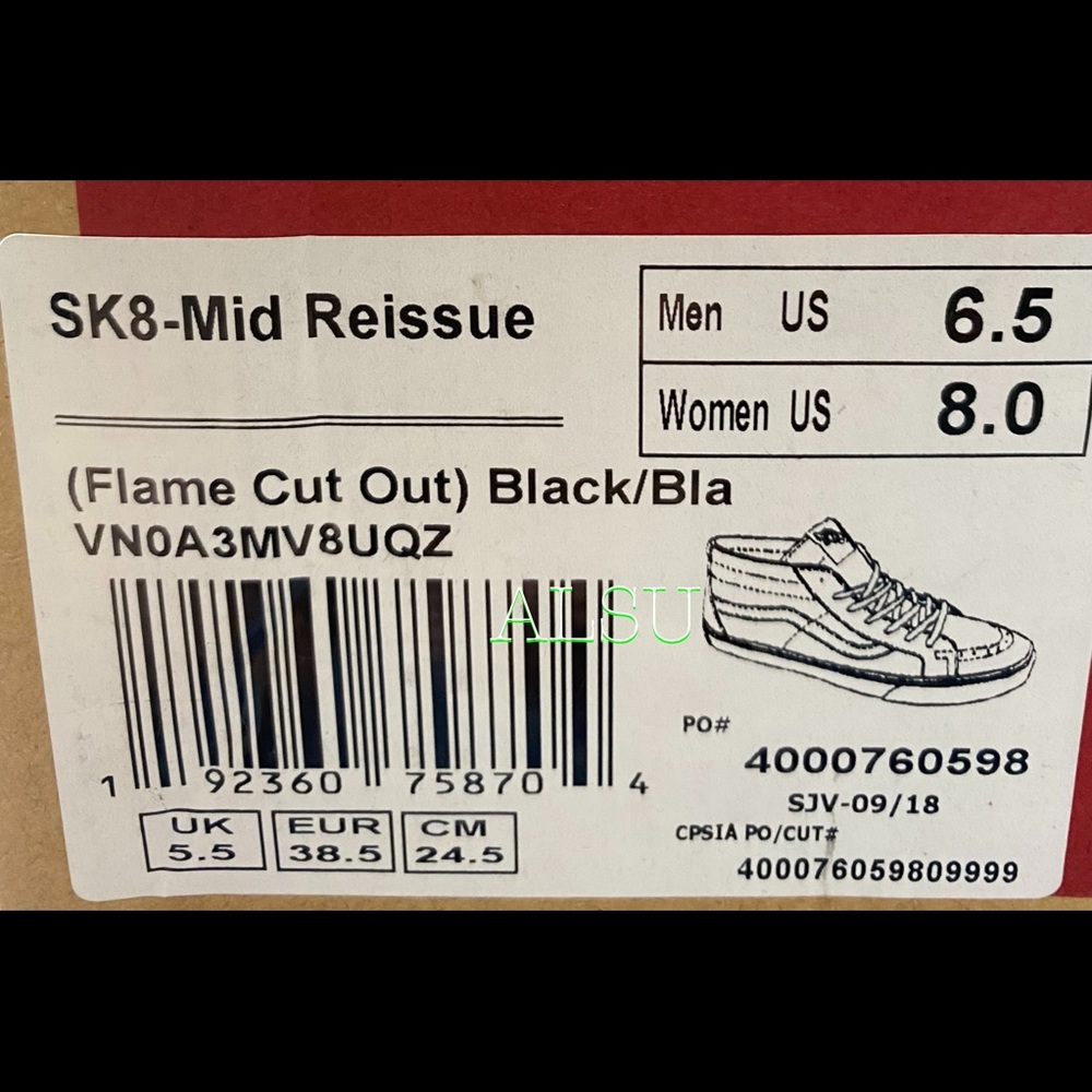 VANS SK8-Mid Reissue Flame Cut Out Suede Black W - Picture 8 of 8